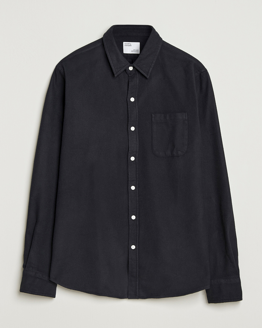 Herre | Skjorter | Colorful Standard | Organic Flannel Shirt Deep Black