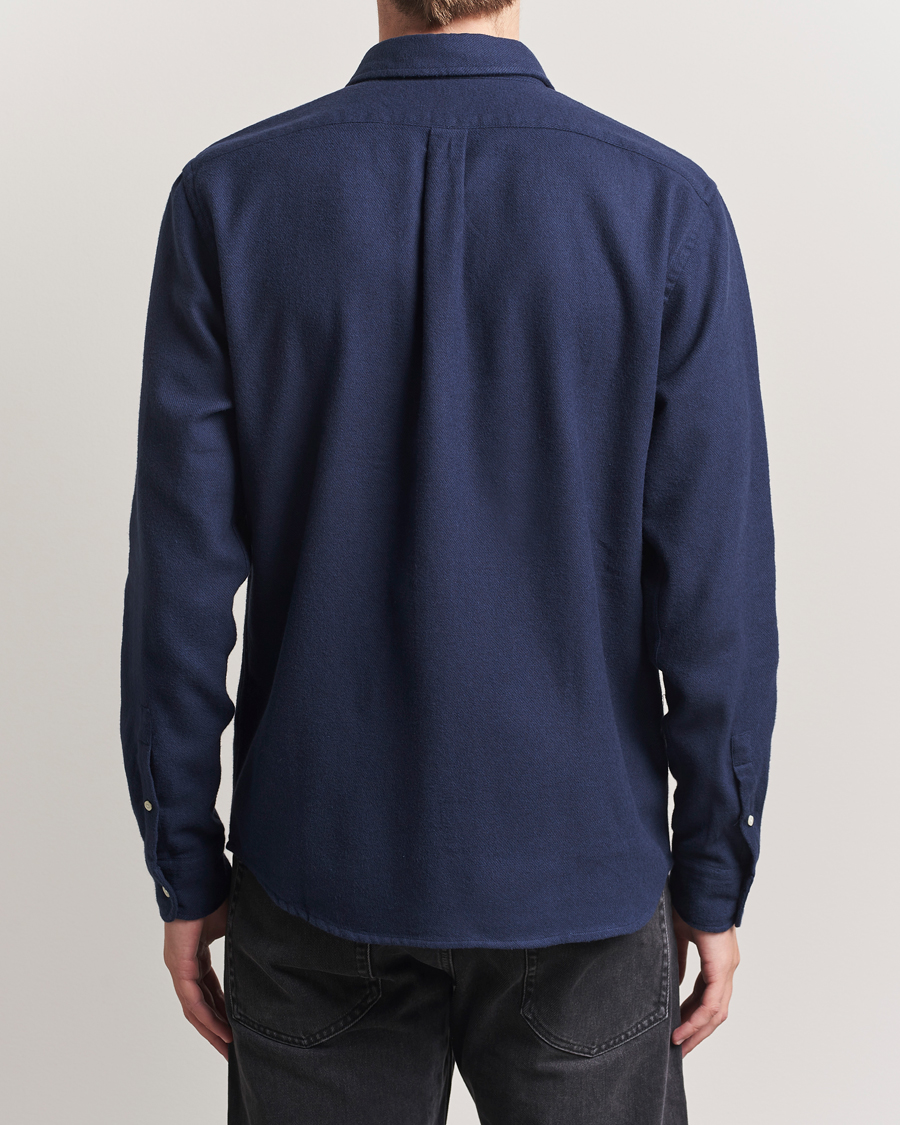 Herre | Skjorter | Colorful Standard | Organic Flannel Shirt Navy Blue