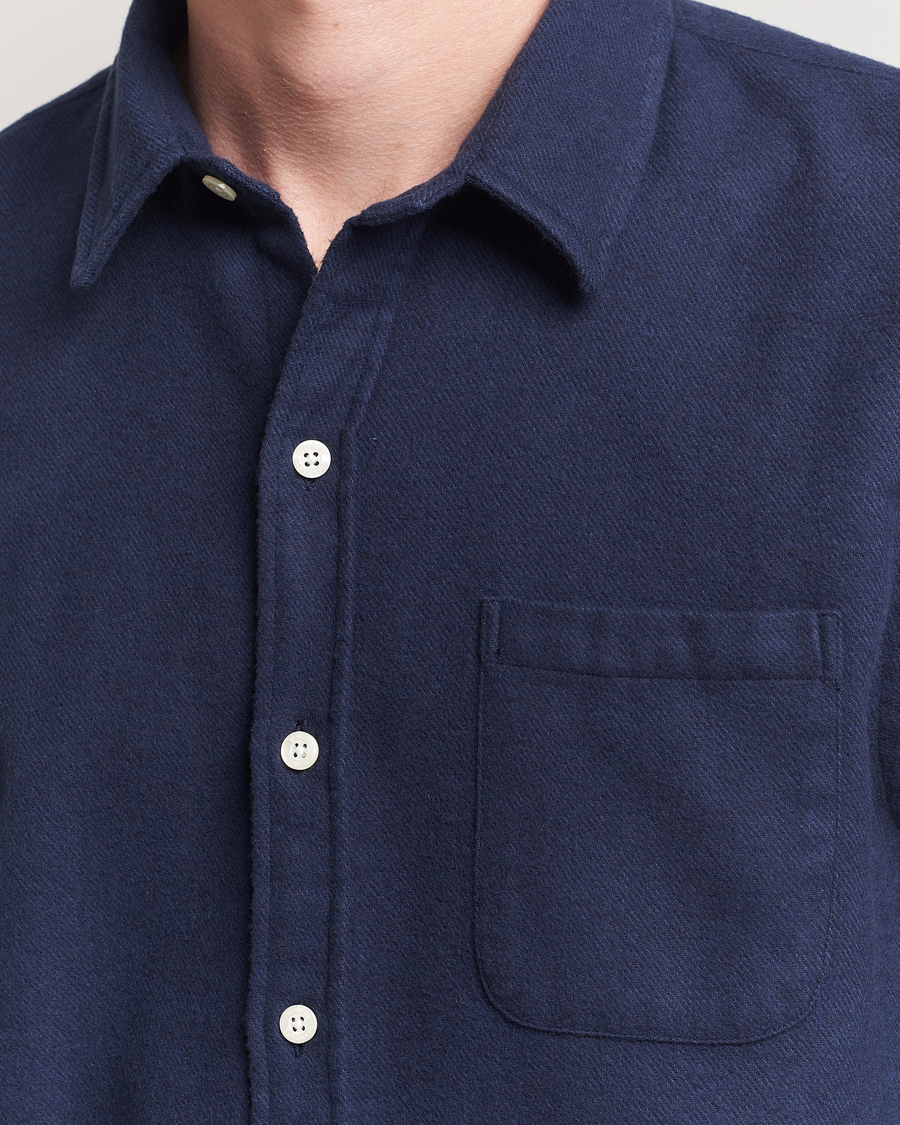 Herre | Skjorter | Colorful Standard | Organic Flannel Shirt Navy Blue
