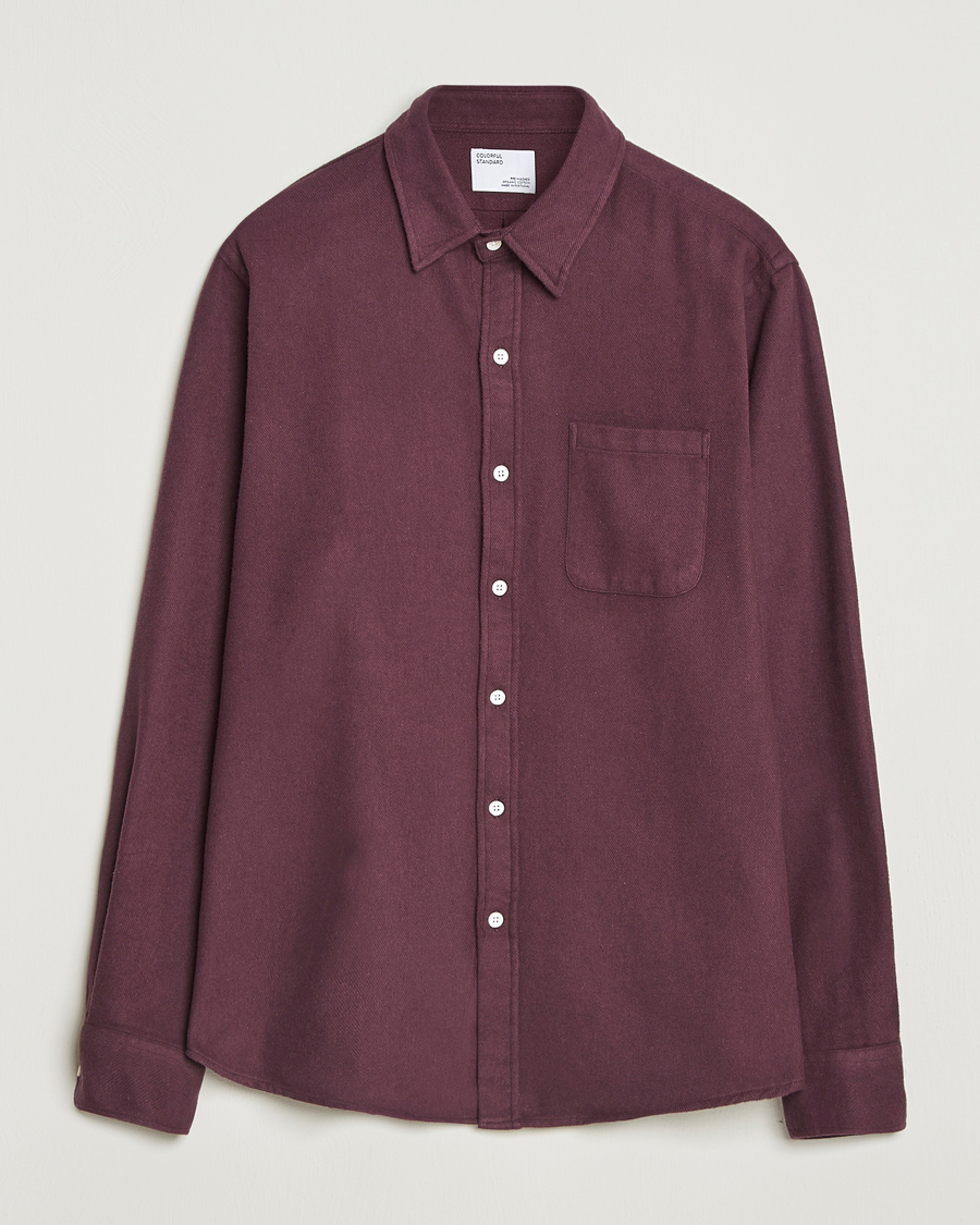 Herre | Skjorter | Colorful Standard | Organic Flannel Shirt Oxblood Red