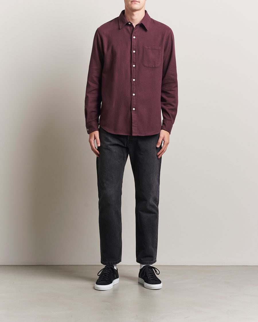 Herre | Skjorter | Colorful Standard | Organic Flannel Shirt Oxblood Red