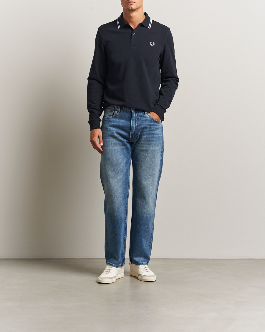 Herre | Polotrøjer | Fred Perry | Twin Tipped Long Sleeve Polo Shirt Navy
