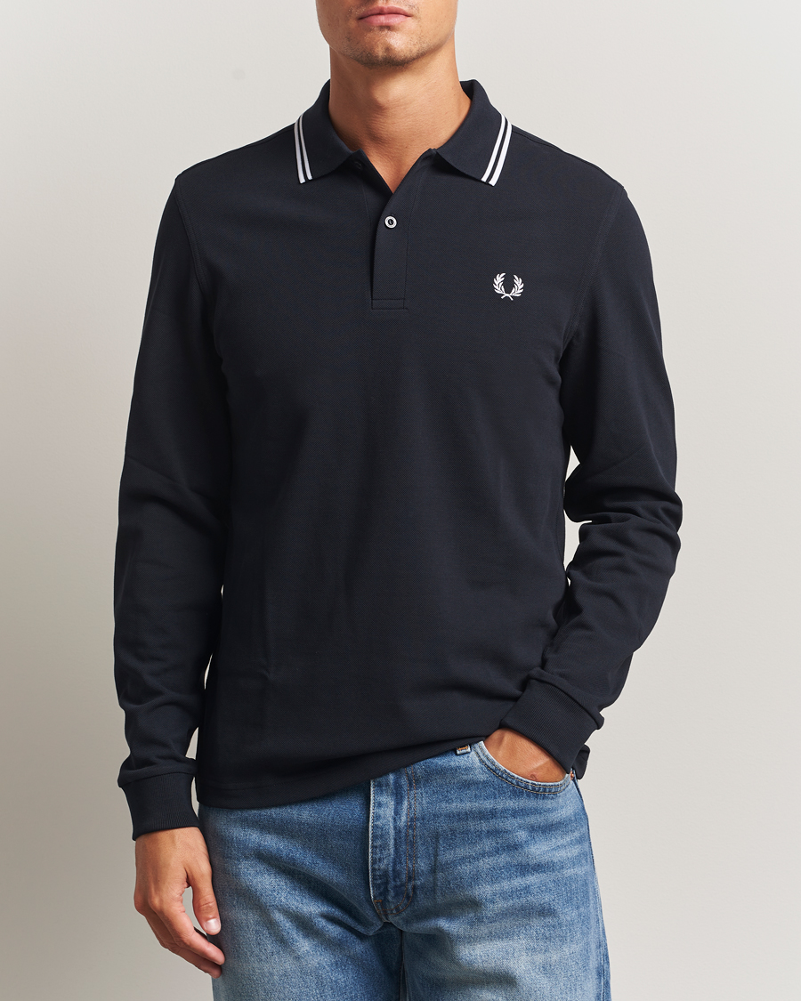 Herre | Polotrøjer | Fred Perry | Twin Tipped Long Sleeve Polo Shirt Navy