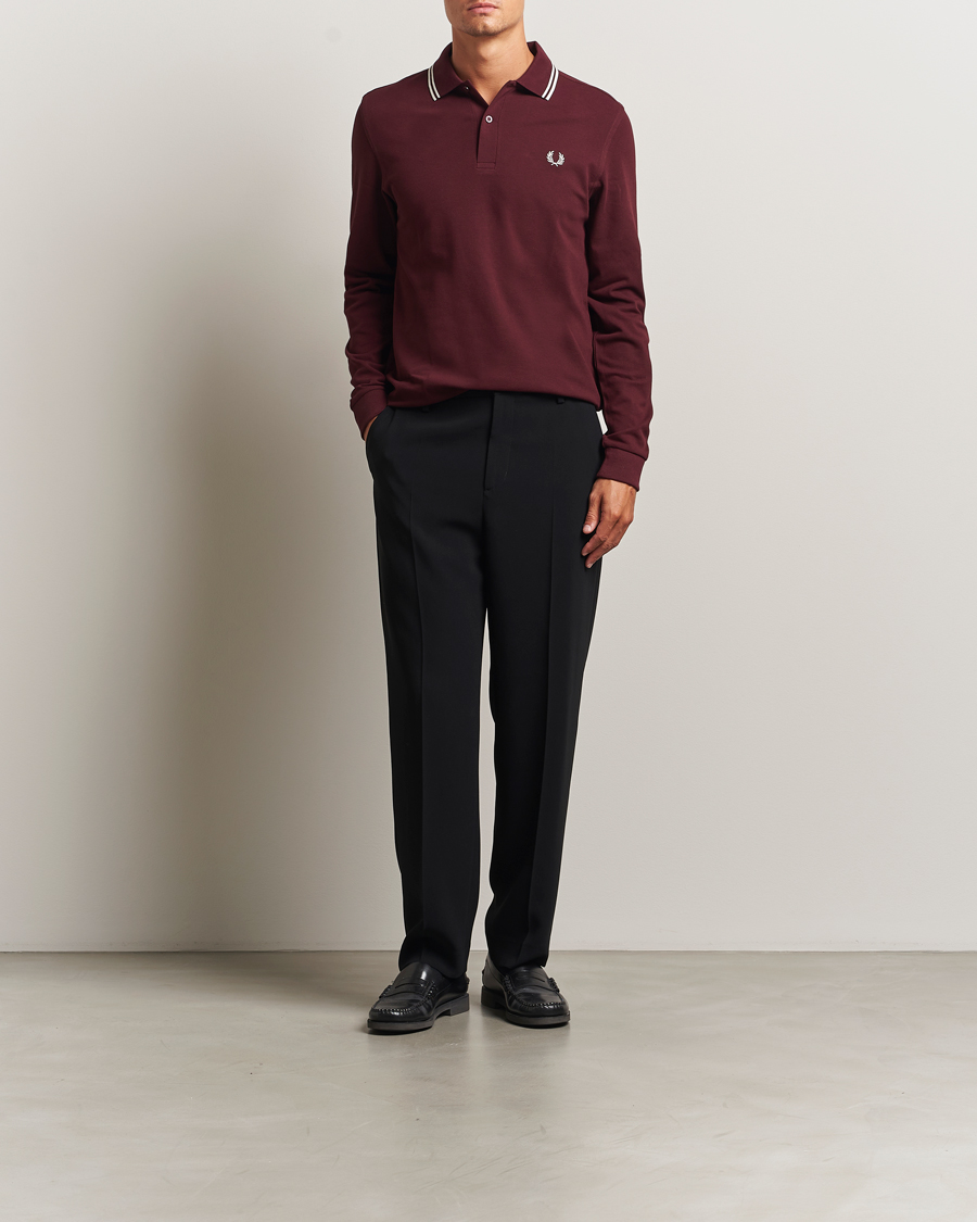 Herre | Polotrøjer | Fred Perry | Twin Tipped Long Sleeve Polo Shirt Oxblood