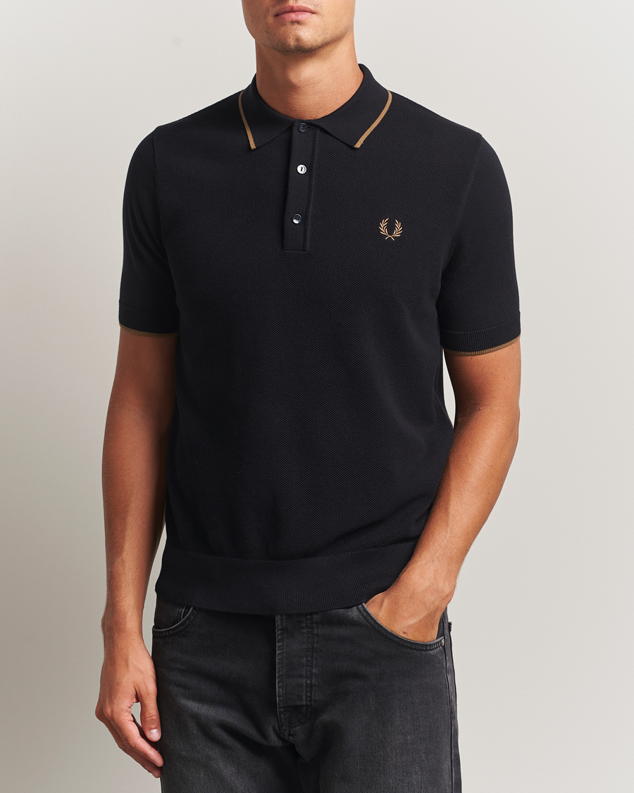 Herre | Polotrøjer | Fred Perry | Pique Knitted Tipped Polo Black