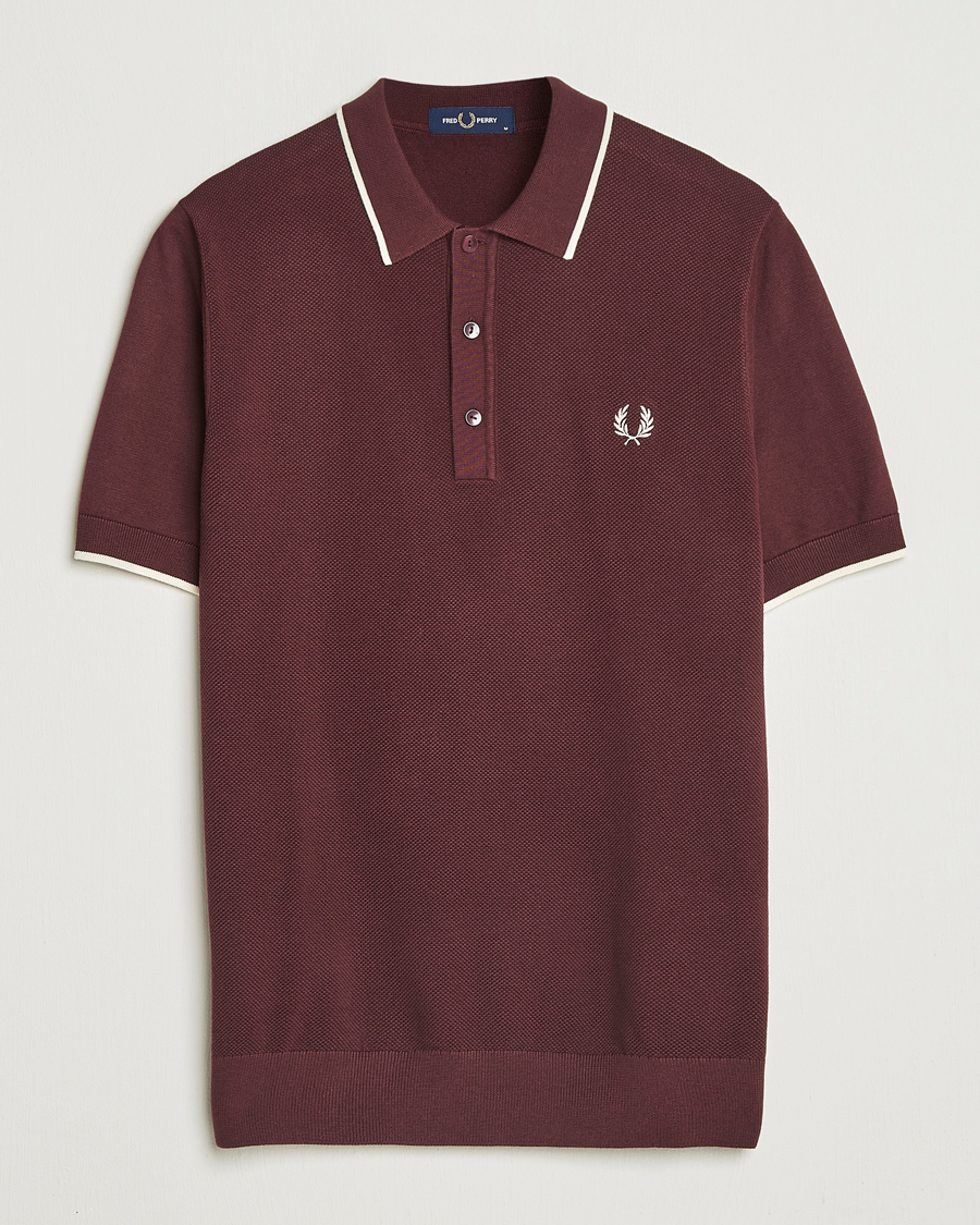 Herre | Polotrøjer | Fred Perry | Pique Knitted Tipped Polo Oxblood