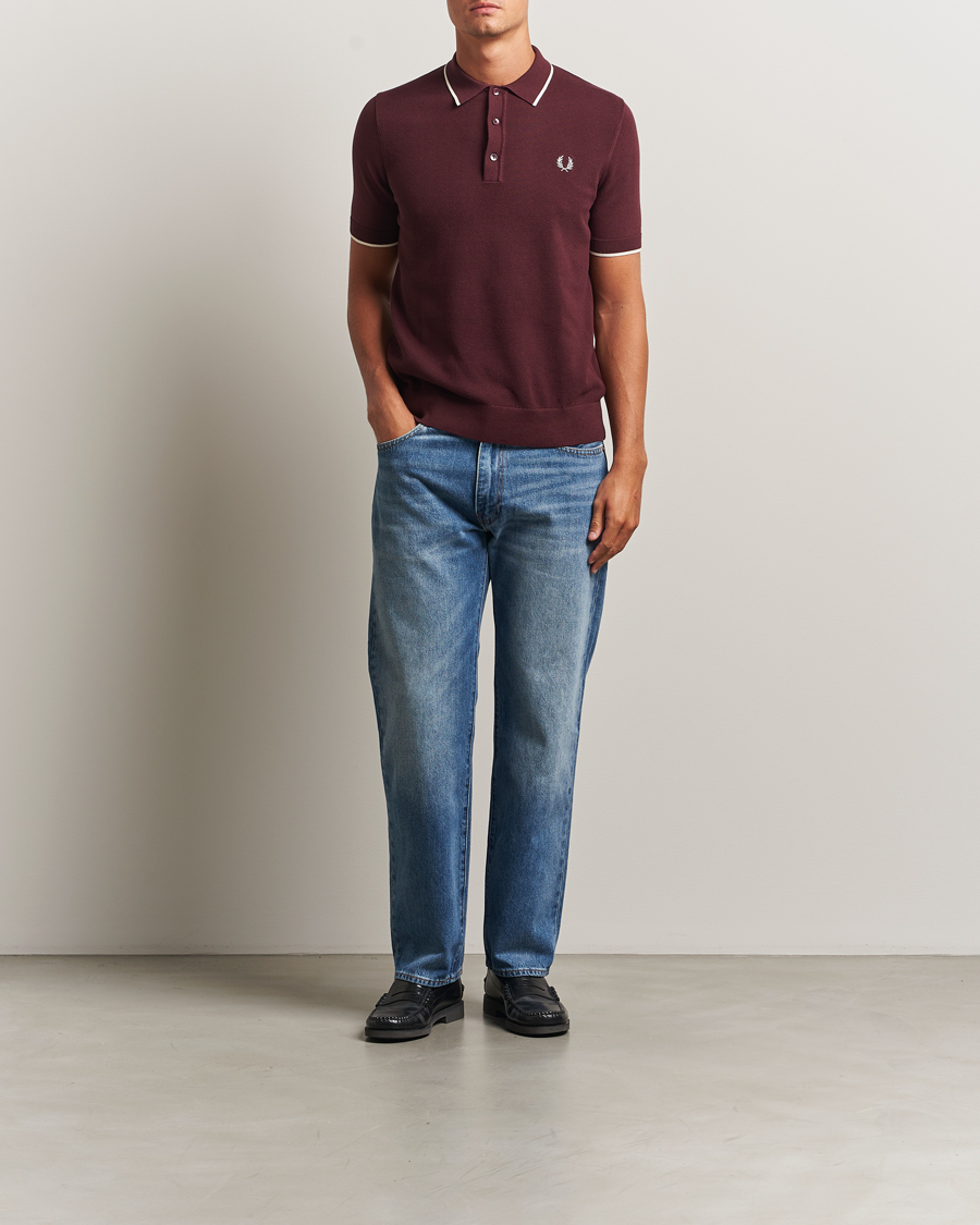 Herre | Polotrøjer | Fred Perry | Pique Knitted Tipped Polo Oxblood