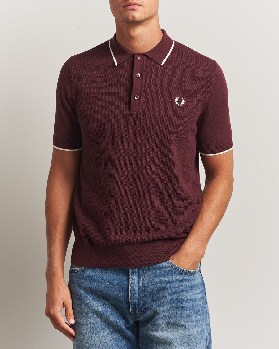 Herre | Polotrøjer | Fred Perry | Pique Knitted Tipped Polo Oxblood