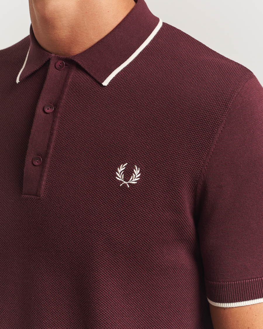 Herre | Polotrøjer | Fred Perry | Pique Knitted Tipped Polo Oxblood