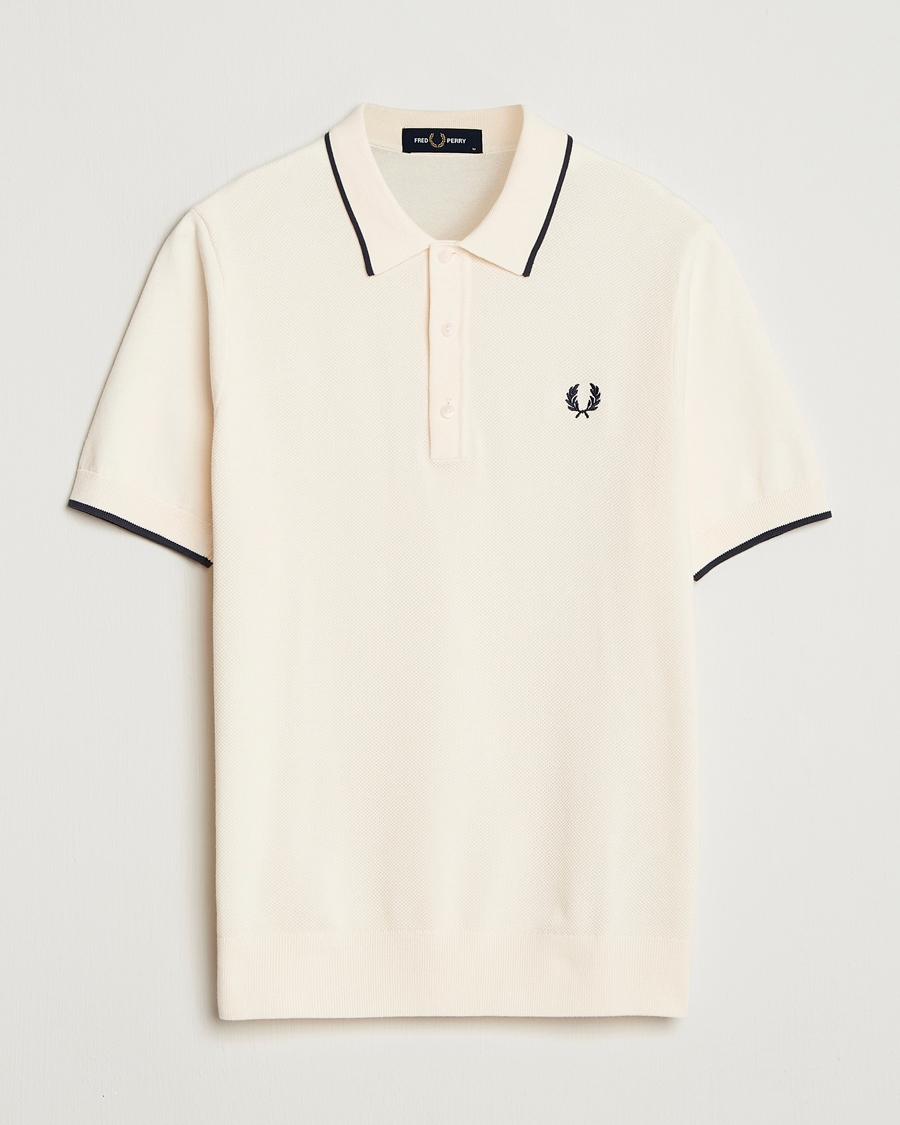 Herre | Polotrøjer | Fred Perry | Pique Knitted Tipped Polo Ecru