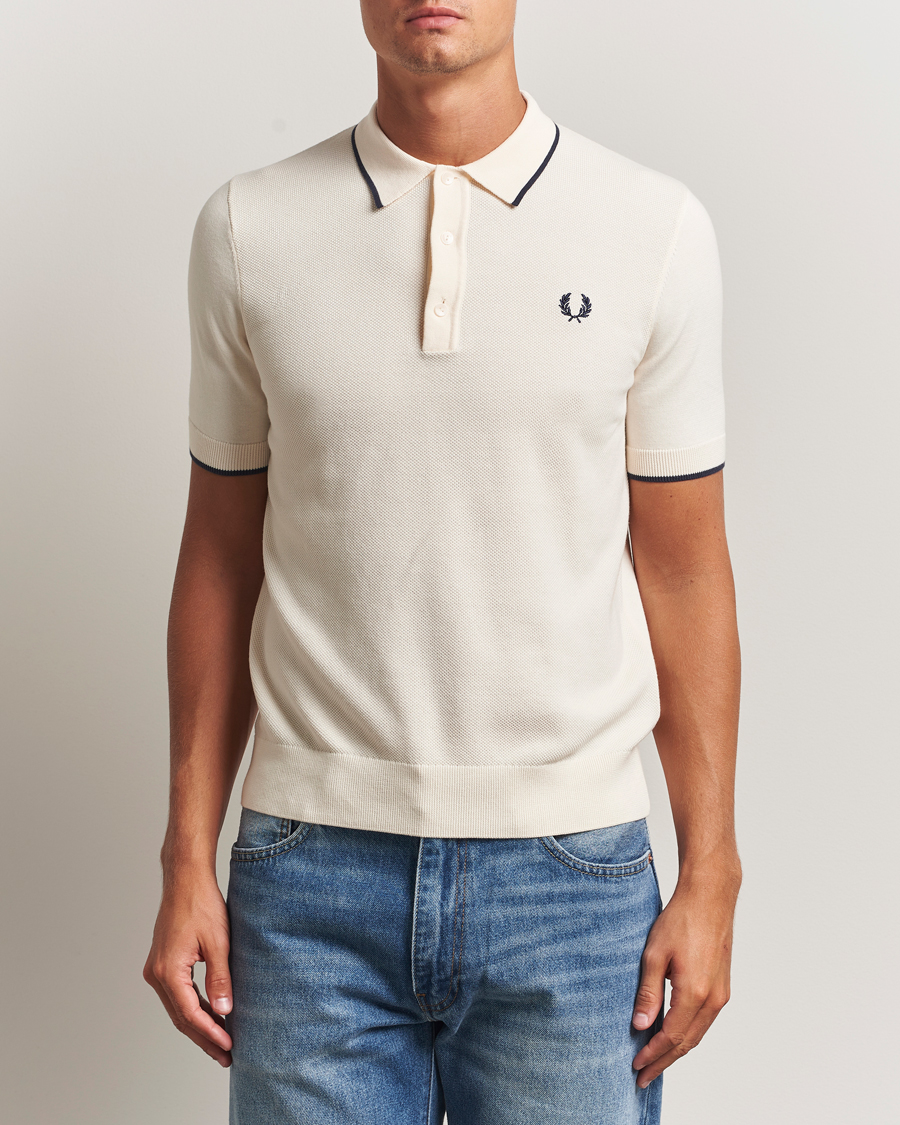 Herre | Polotrøjer | Fred Perry | Pique Knitted Tipped Polo Ecru