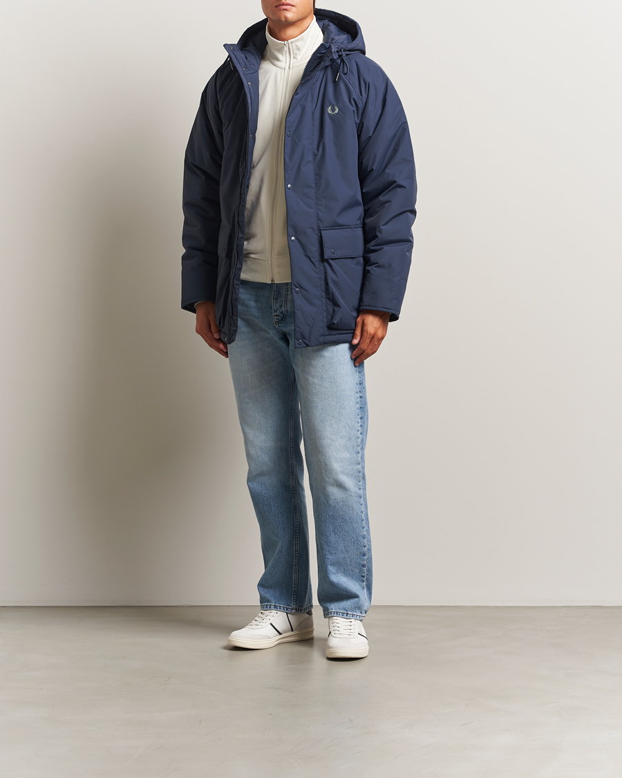 Herre | Jakker | Fred Perry | Stockport Padded Hooded Jacket Dark Airforce