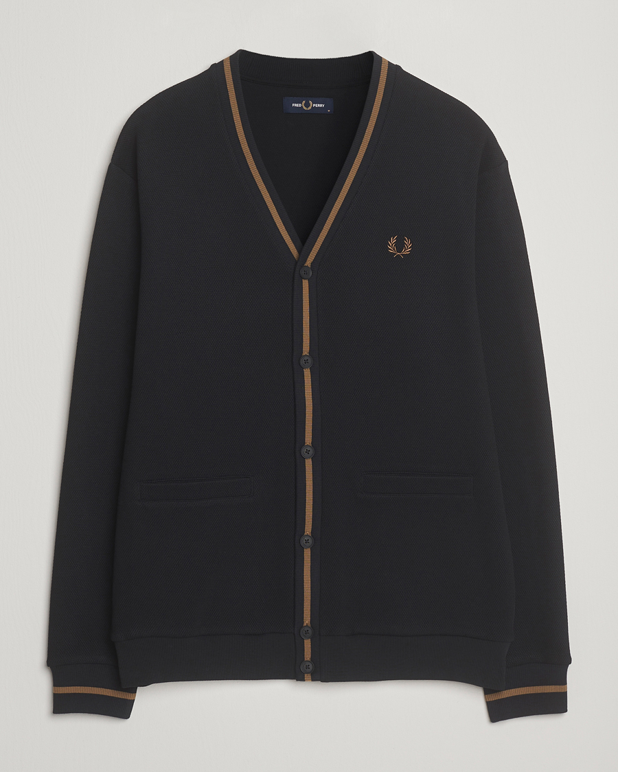 Herre | Trøjer | Fred Perry | Tipped Pique Textured Cardigan Black
