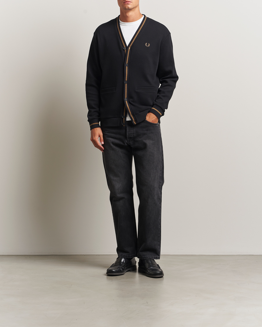 Herre | Trøjer | Fred Perry | Tipped Pique Textured Cardigan Black