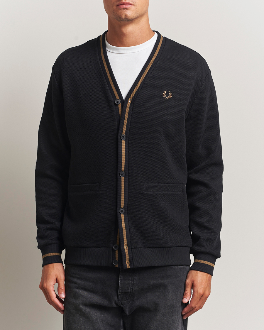Herre | Trøjer | Fred Perry | Tipped Pique Textured Cardigan Black