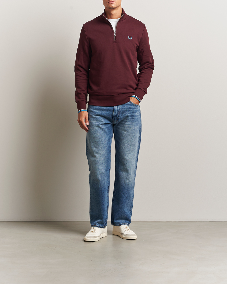 Herre | Trøjer | Fred Perry | Half Zip Sweatshirt Oxblood