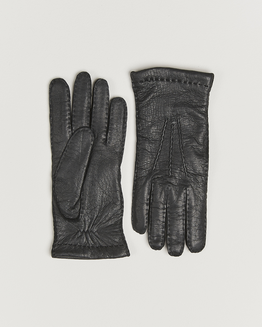 Herre | Handsker | Hestra | Peccary Handsewn Cashmere Lined Glove Black