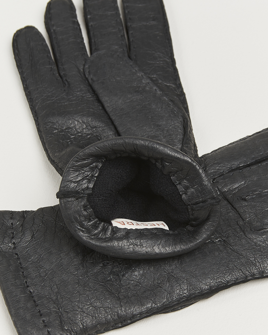 Herre | Handsker | Hestra | Peccary Handsewn Cashmere Lined Glove Black