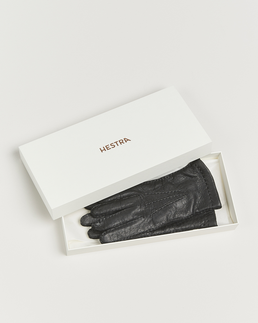 Herre | Handsker | Hestra | Peccary Handsewn Cashmere Lined Glove Black