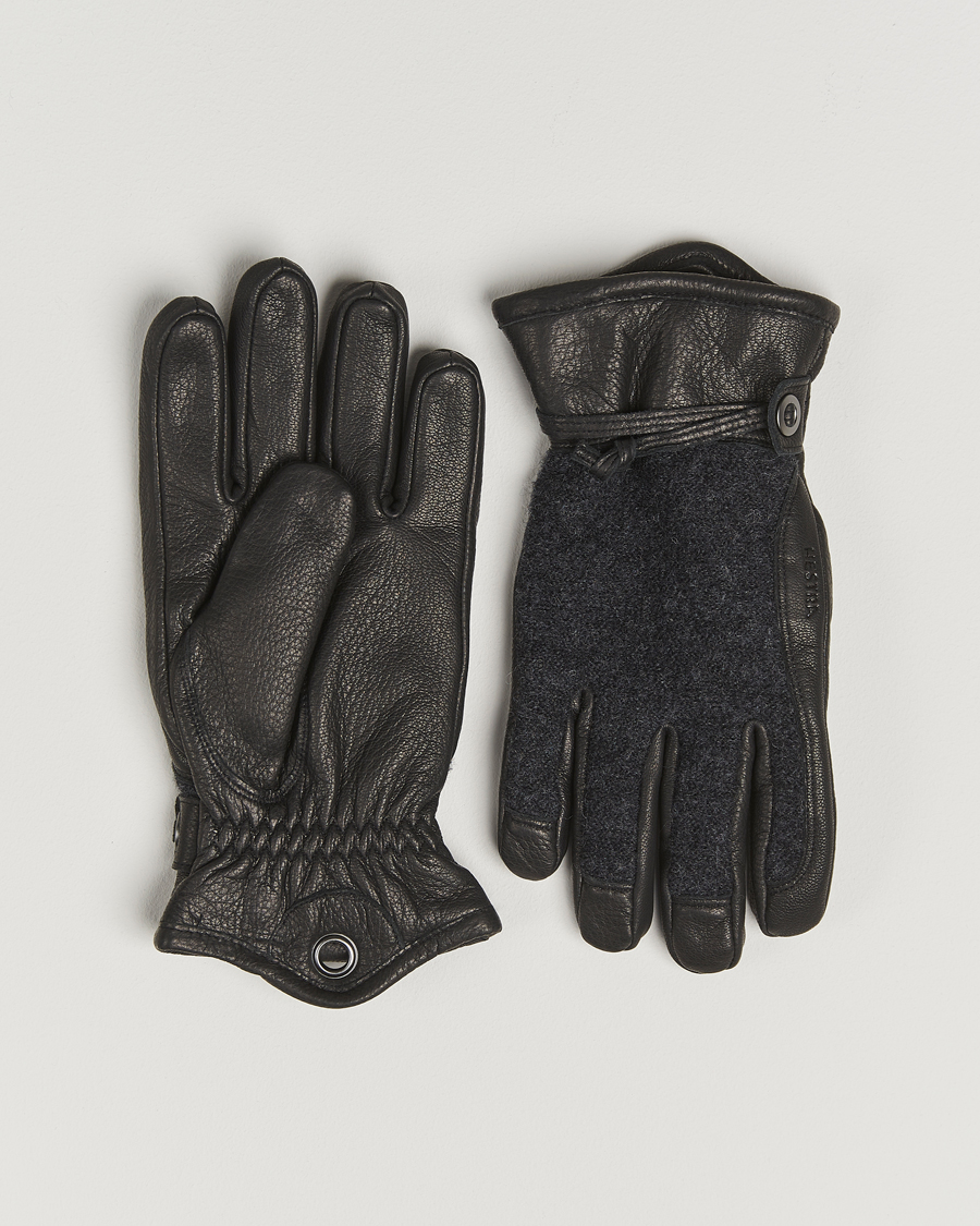 Herre | Handsker | Hestra | Daniel Wool/Goat Leather Glove Charcoal/Black