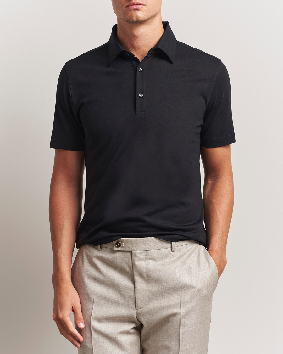 Herre | Polotrøjer | Stenströms | Supima Cotton Polo Shirt Black