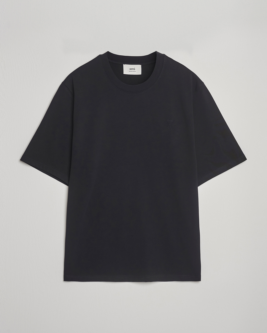 Herre | T-Shirts | AMI | Tonal Heart Logo T-Shirt Black