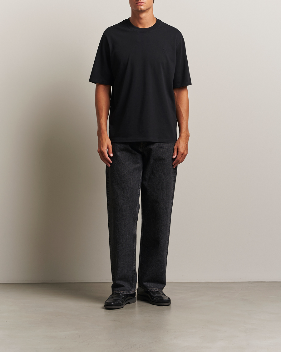 Herre | T-Shirts | AMI | Tonal Heart Logo T-Shirt Black