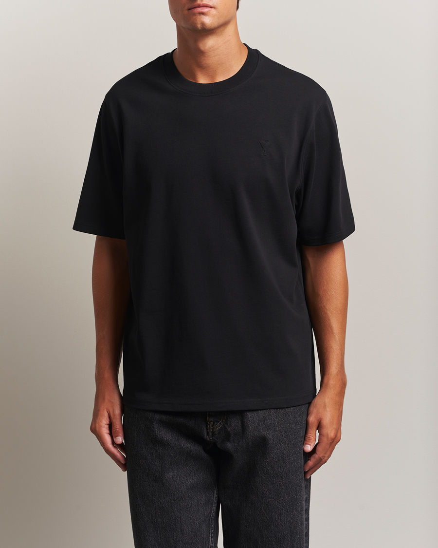 Herre | T-Shirts | AMI | Tonal Heart Logo T-Shirt Black