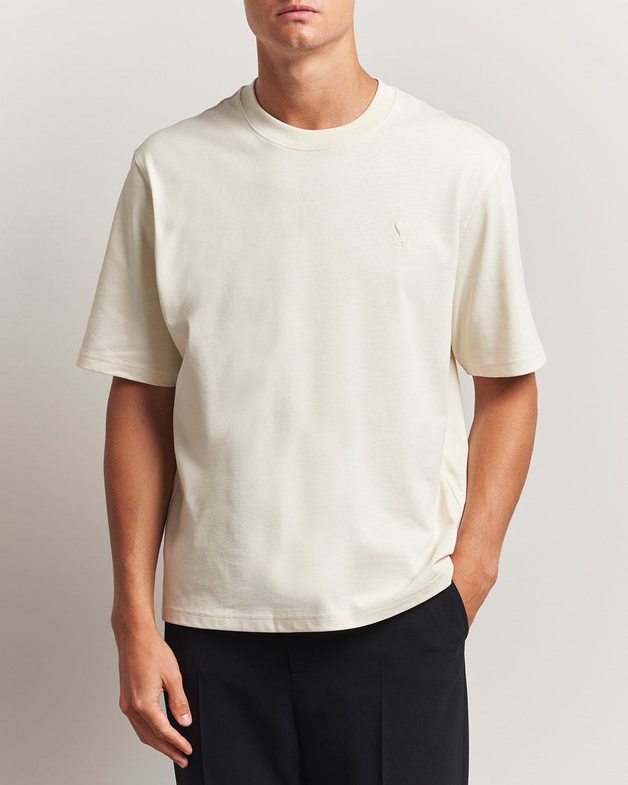 Herre | T-Shirts | AMI | Tonal Heart Logo T-Shirt Ivory