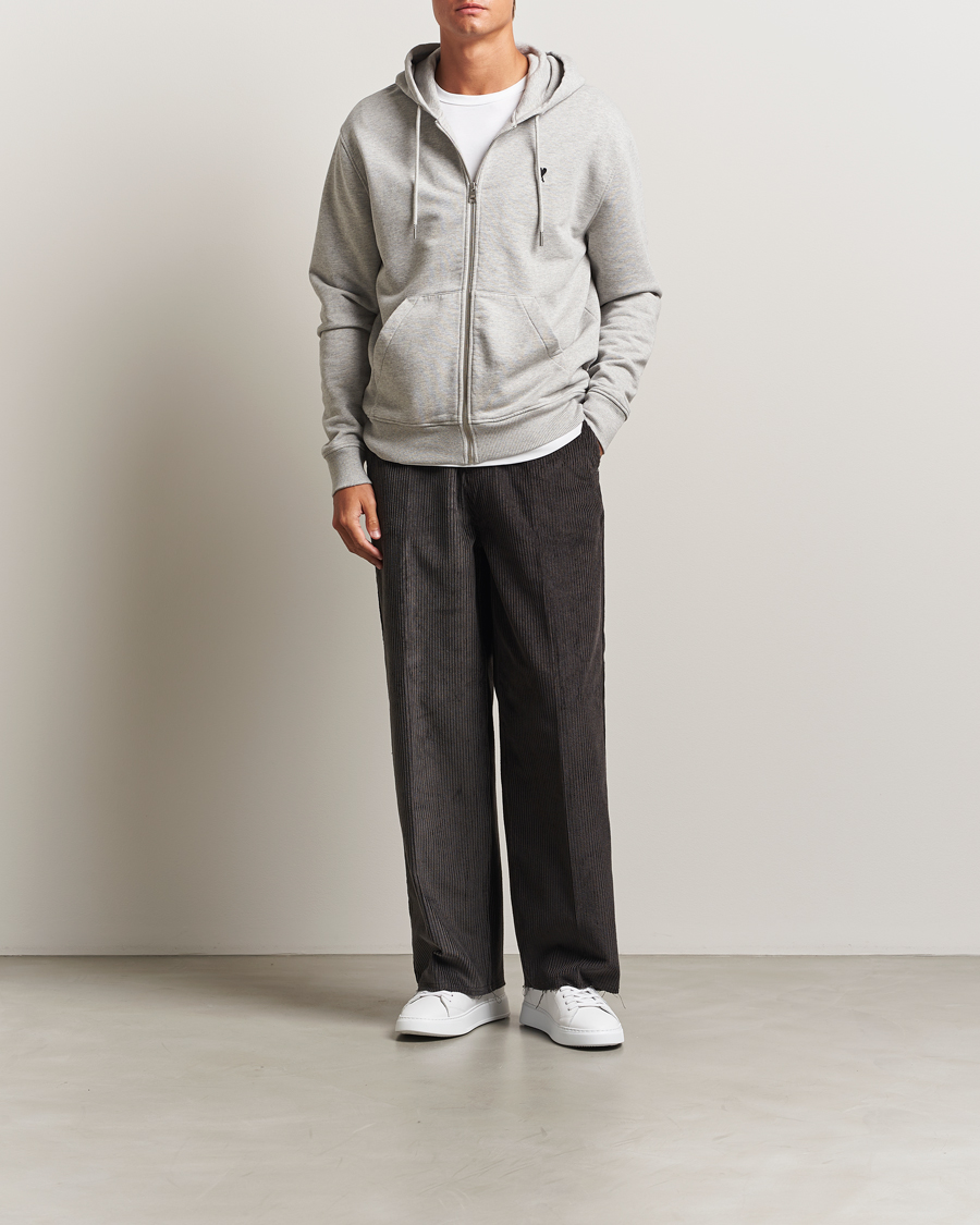 Herre | Trøjer | AMI | Black Heart Logo Full Zip Hoodie Grey Heather