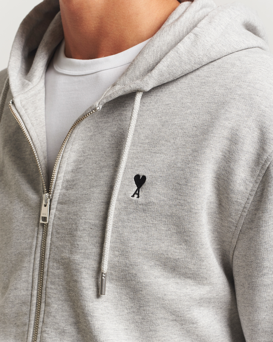Herre | Trøjer | AMI | Black Heart Logo Full Zip Hoodie Grey Heather