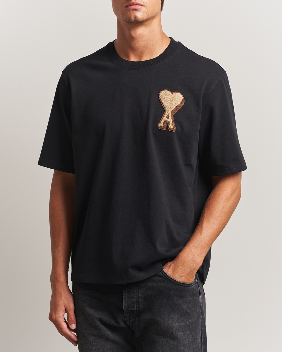 Herre | T-Shirts | AMI | Patch Heart T-Shirt Black