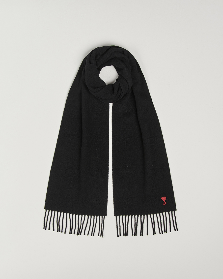 Herre | Halstørklæder | AMI | Heart Logo Scarf Black