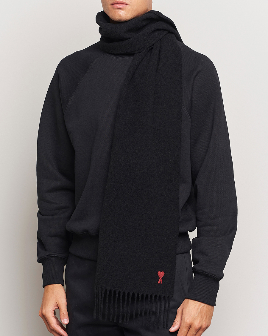 Herre | Halstørklæder | AMI | Heart Logo Scarf Black