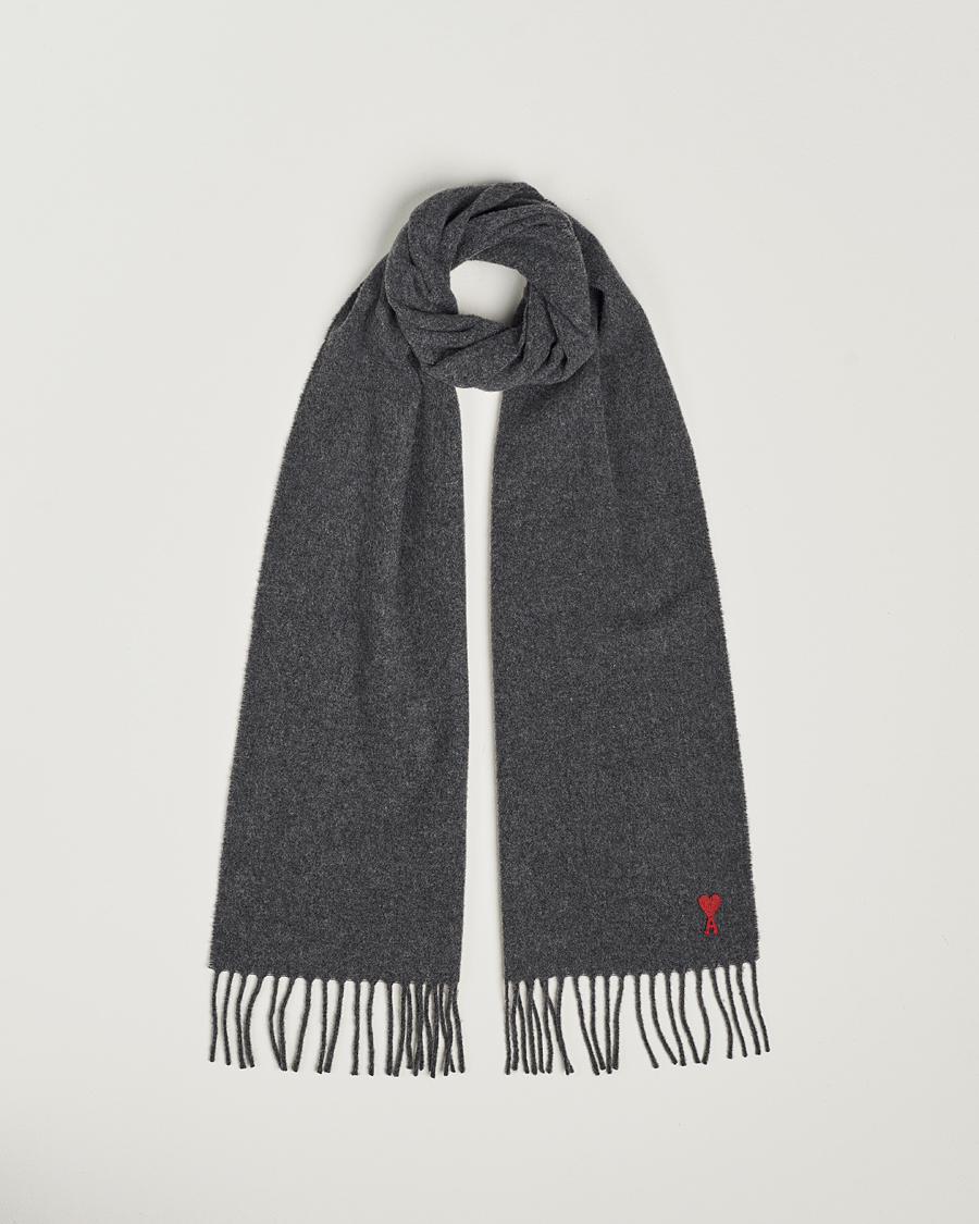 Herre | Halstørklæder | AMI | Heart Logo Scarf Dark Grey