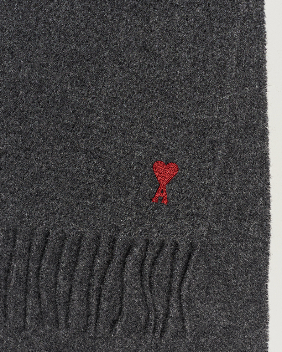 Herre | Halstørklæder | AMI | Heart Logo Scarf Dark Grey
