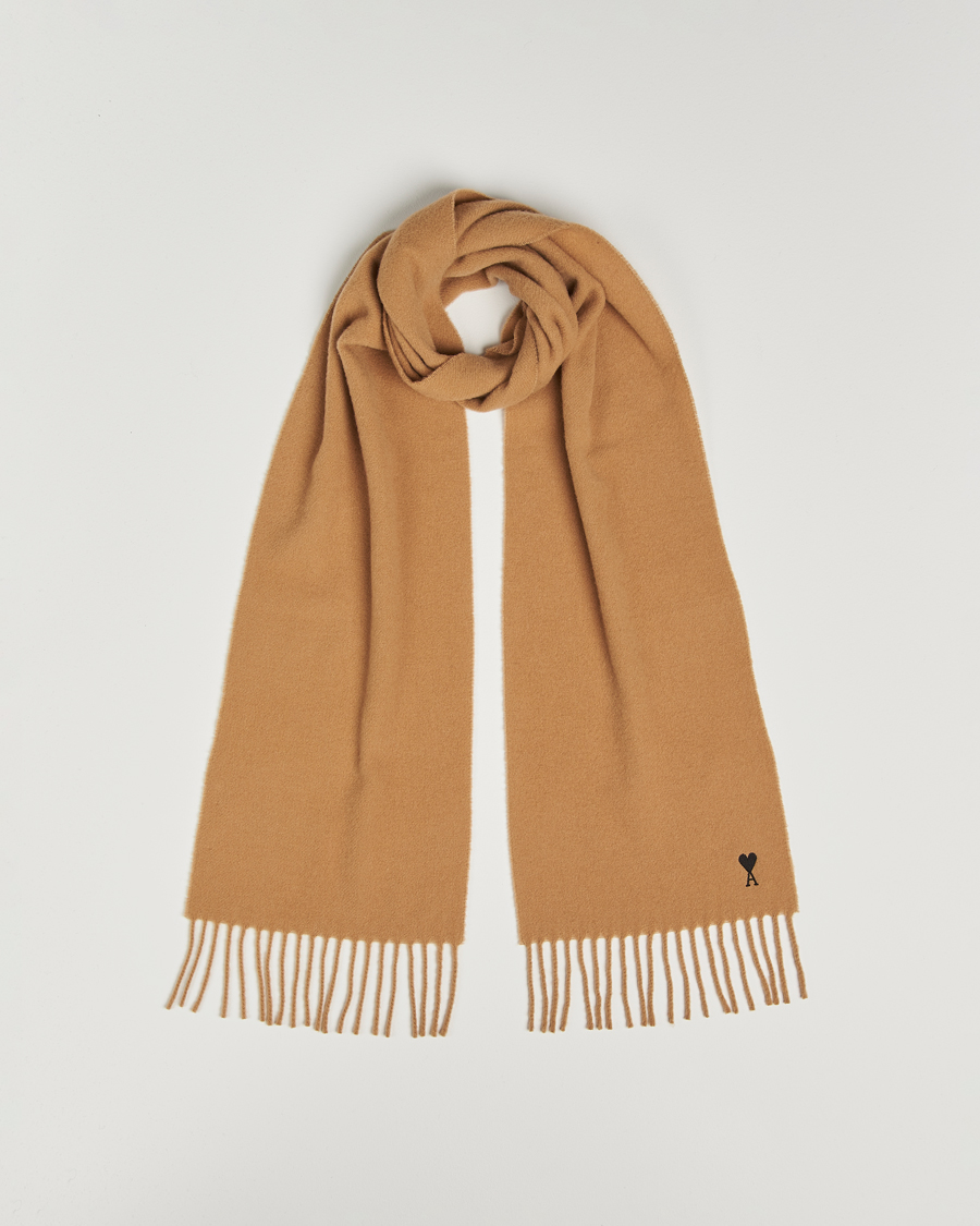 Herre | Halstørklæder | AMI | Heart Logo Scarf Camel