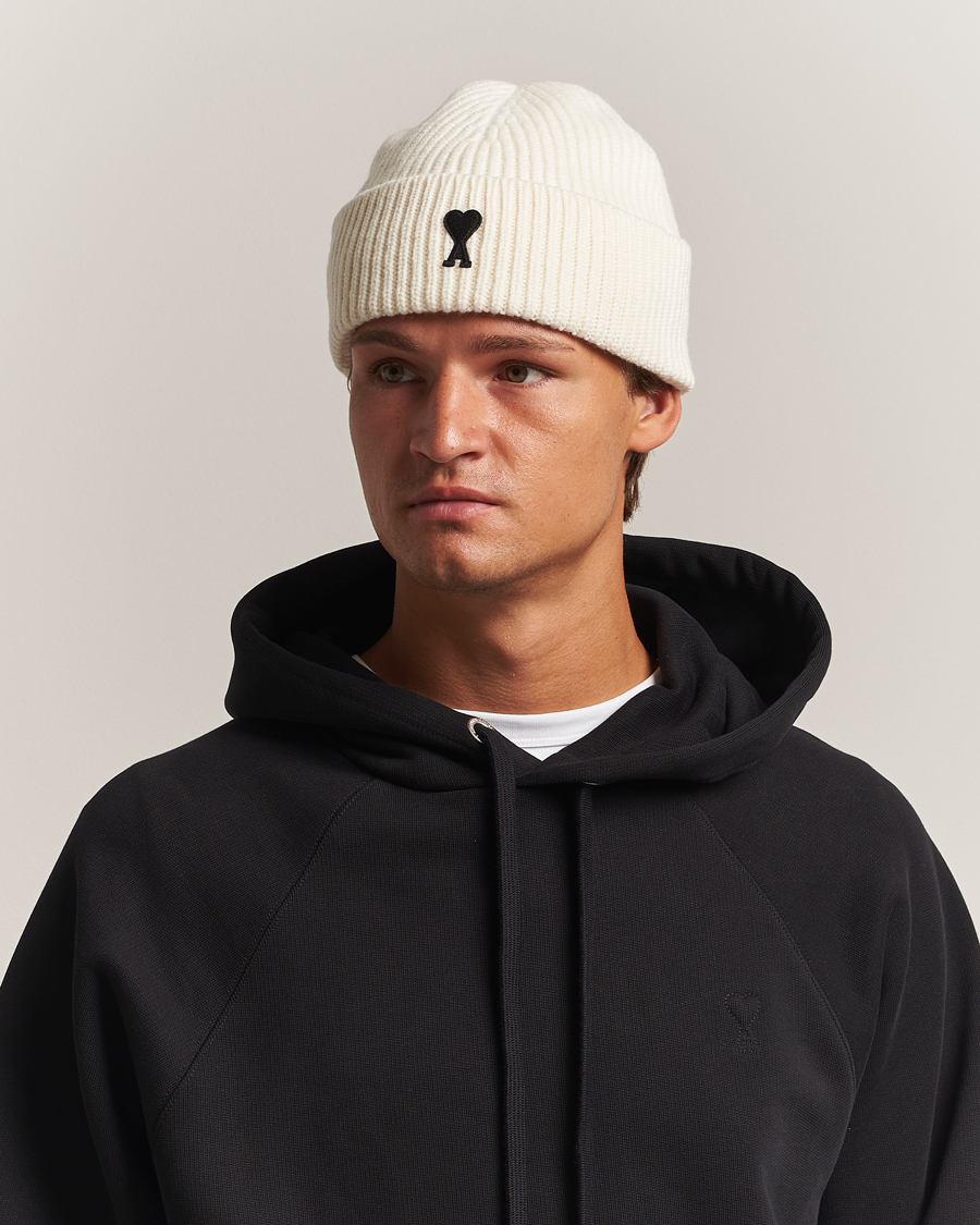 Herre | Huer | AMI | Heart Logo Beanie Ecru