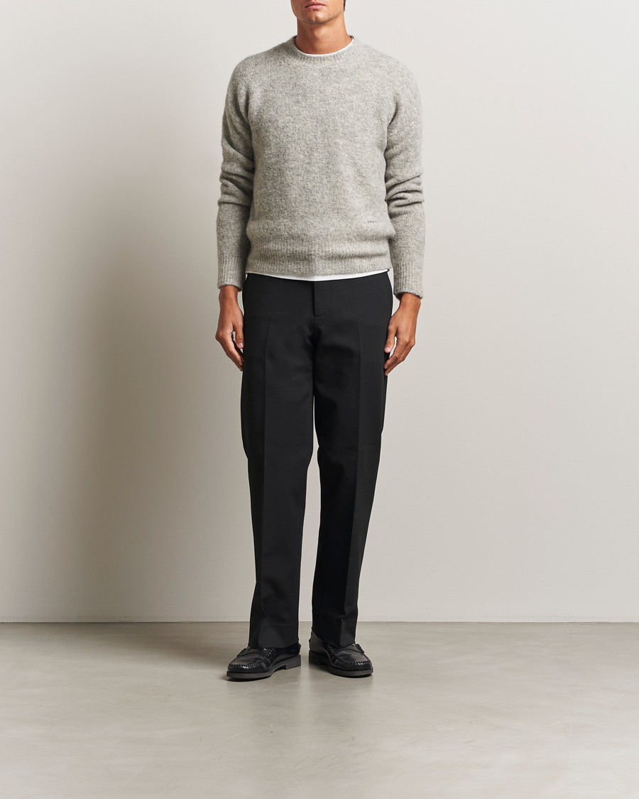 Herre | Trøjer | AMI | Signature Alpaca Knitted Sweater Light Grey Melange