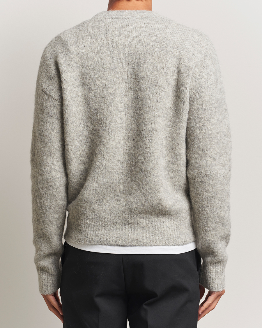 Herre | Trøjer | AMI | Signature Alpaca Knitted Sweater Light Grey Melange