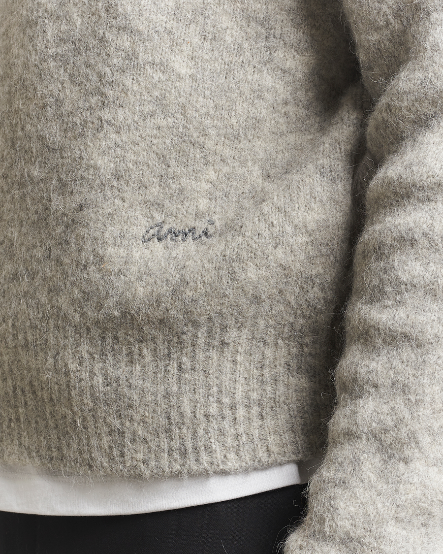 Herre | Trøjer | AMI | Signature Alpaca Knitted Sweater Light Grey Melange