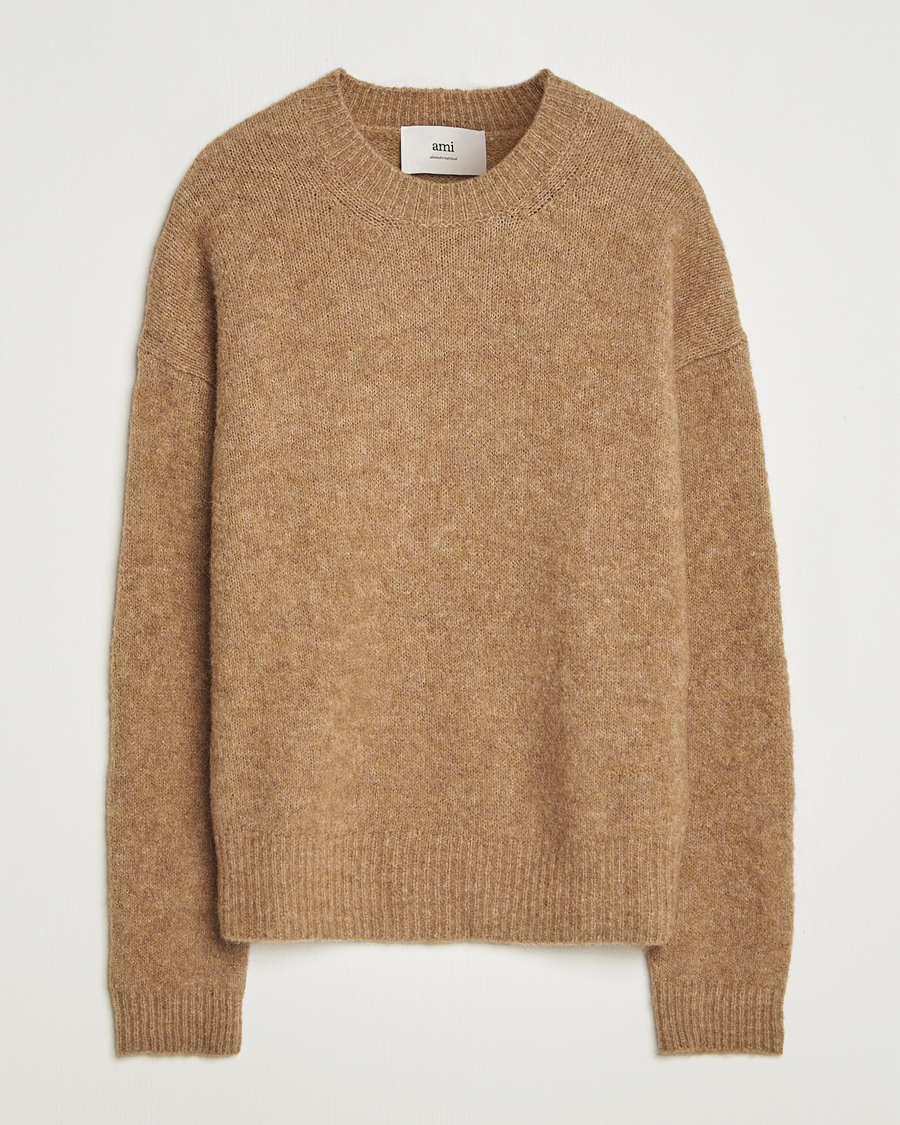 Herre | Trøjer | AMI | Signature Alpaca Knitted Sweater Camel
