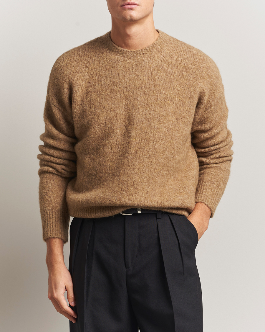 Herre | Trøjer | AMI | Signature Alpaca Knitted Sweater Camel