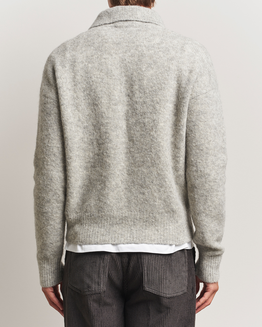 Herre | Trøjer | AMI | Signature Alpaca Knitted Polo Light Grey Melange