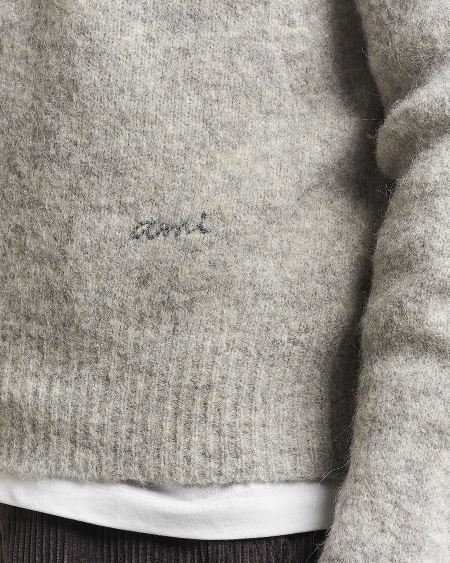 Herre | Trøjer | AMI | Signature Alpaca Knitted Polo Light Grey Melange