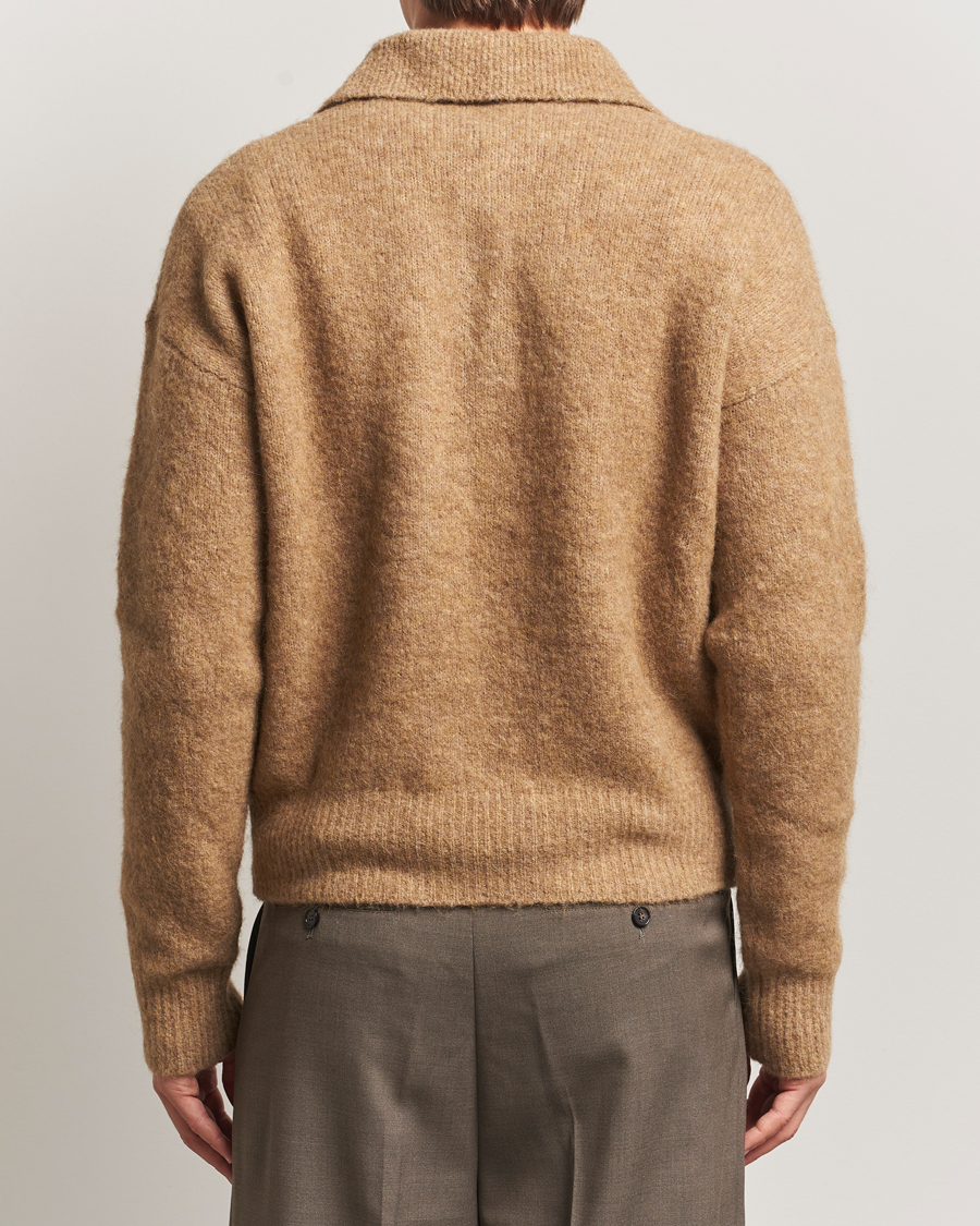 Herre | Trøjer | AMI | Signature Alpaca Knitted Polo Camel