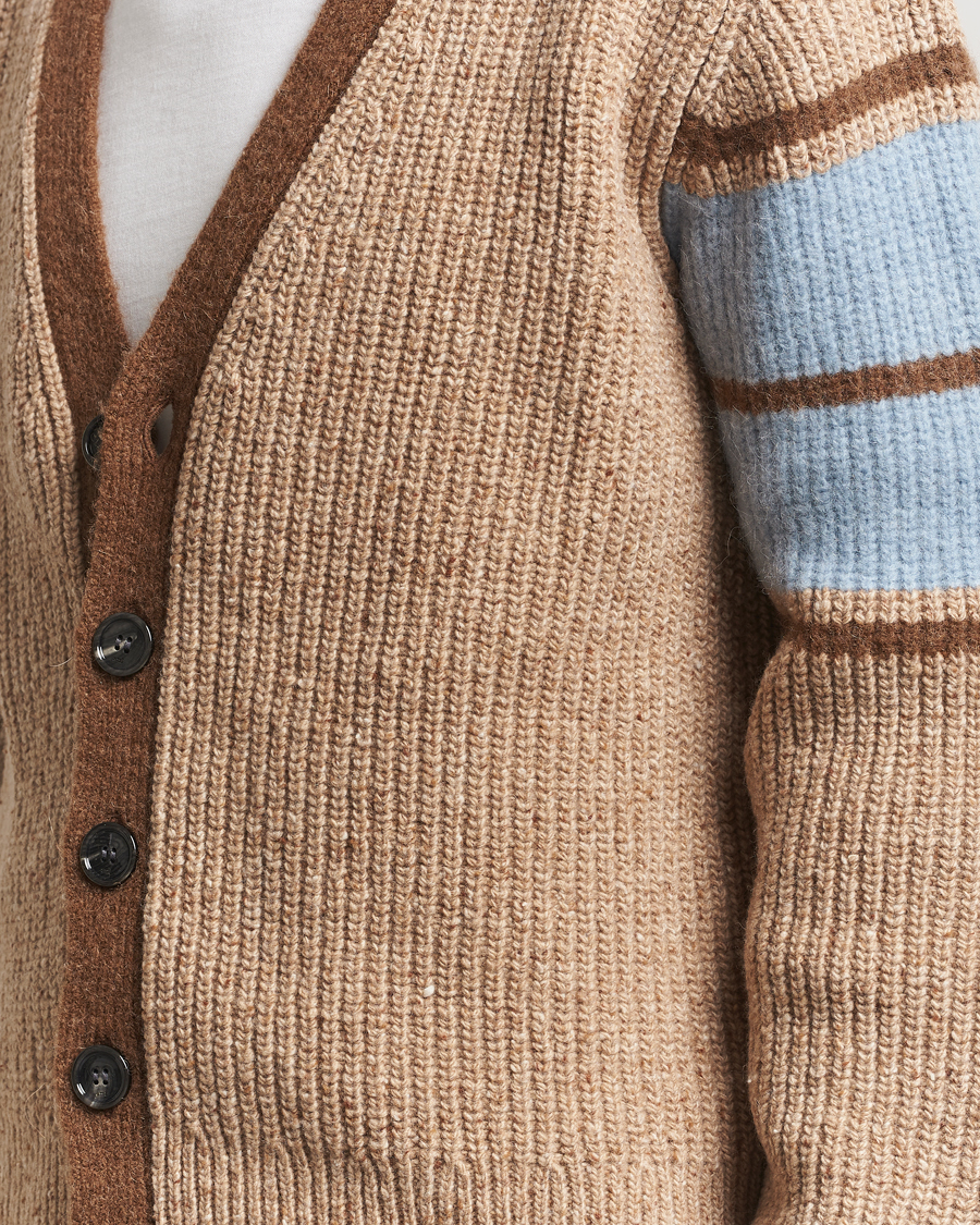 Herre | Trøjer | AMI | Ribbed Wool Knitted Cardigan Camel