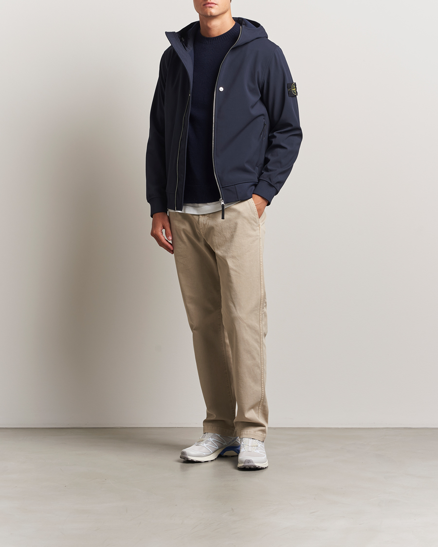 Herre | Jakker | Stone Island | Soft Shell Re-Dyed Lined Hood Jacket Navy