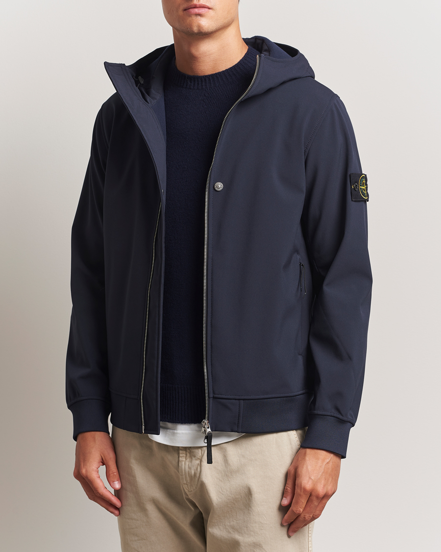 Herre | Jakker | Stone Island | Soft Shell Re-Dyed Lined Hood Jacket Navy
