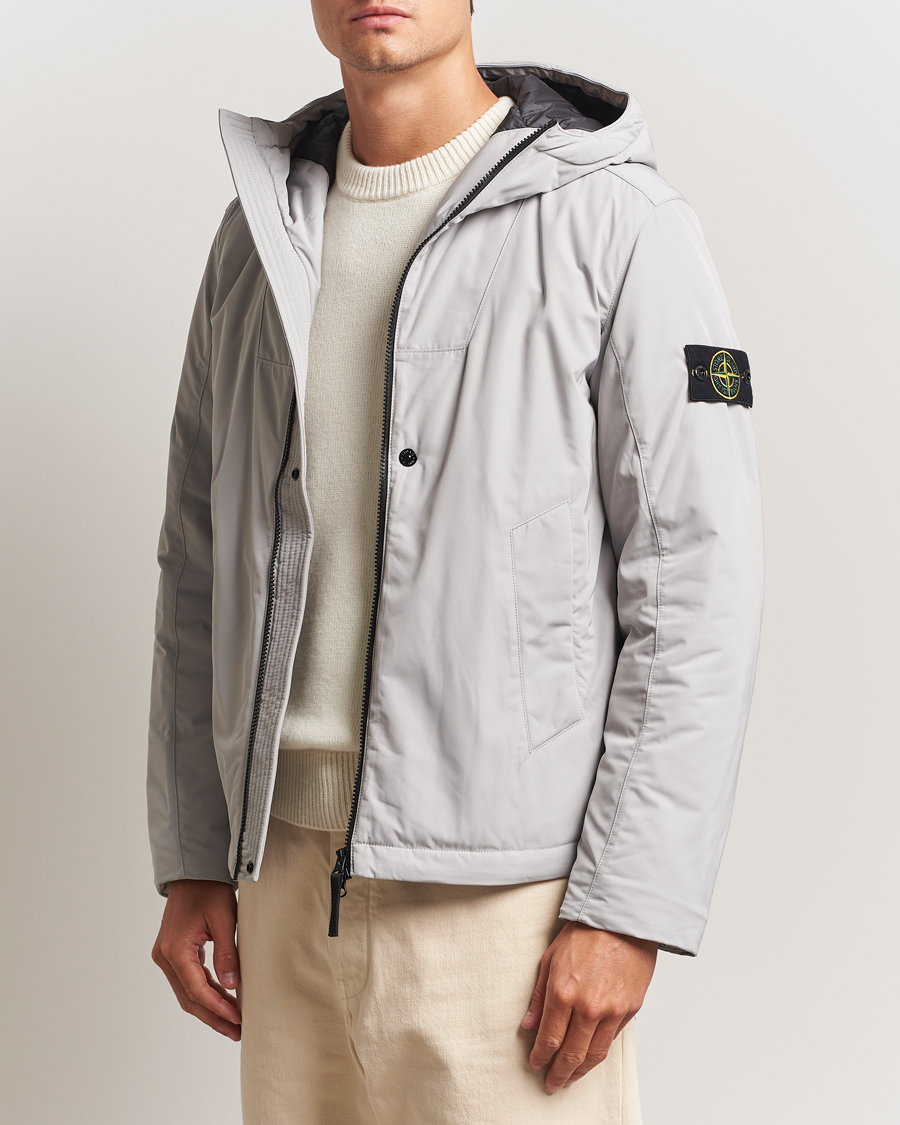 Herre | Jakker | Stone Island | Micro Twill Primaloft Padded Hood Jacket Pearl Grey